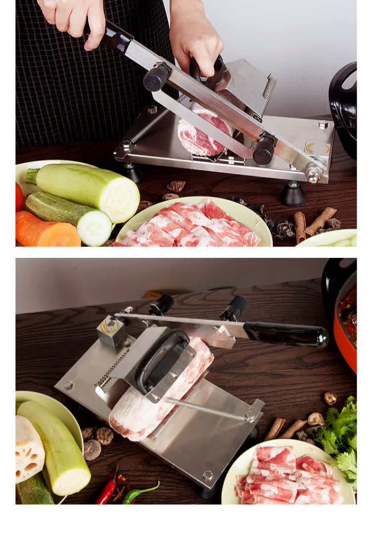 304不锈钢冻肉羊肉卷切片机家用手动切肉机片肉切肉片机刨肉神器