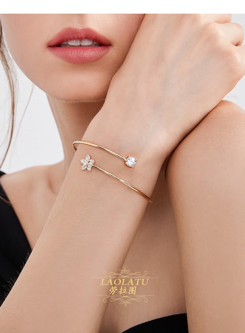 劳拉图laolatu轻奢品牌手镯女花朵开口ins简约气质手饰品复古百搭可