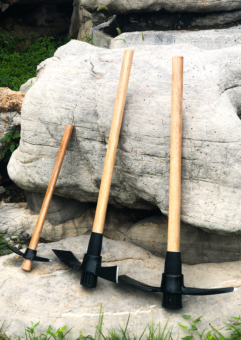 镐斧洋镐户外镐头多功能农用小号开垦纯钢全锄头铁镐羊镐挖笋工具柞木