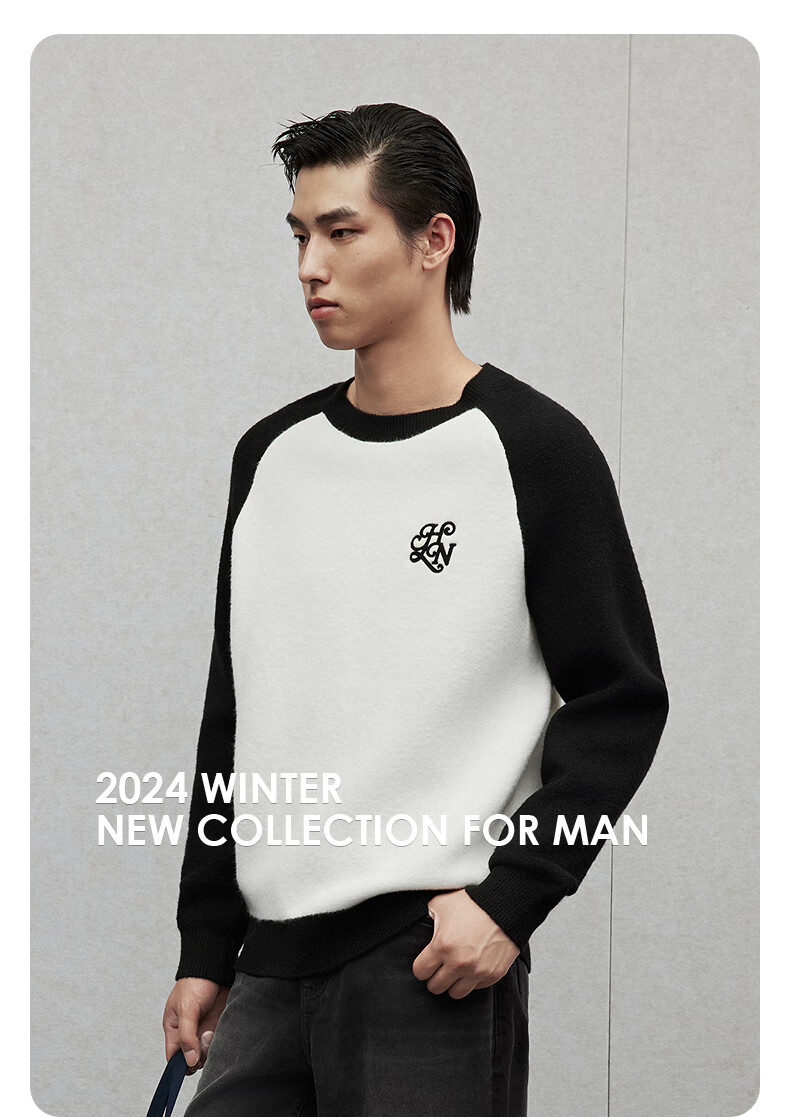 GXG Men's Knit Sweater, Commuter Style, New for Winter 2024, Black + Gray, Size 180/XL 7