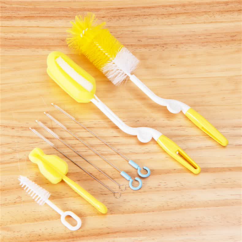 奶瓶刷宝宝清洁刷套装奶嘴刷子尼龙海绵婴儿用360度旋转吸管刷子2个