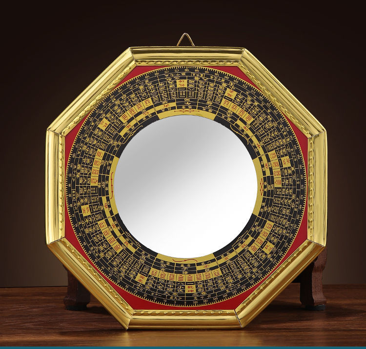 宏翎 纯铜八卦镜凸镜大门口家用门对门铜镜凹镜小圆镜子摆件家居装饰