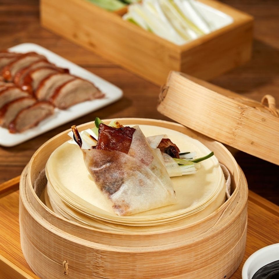 饼春饼皮手工薄卷饼皮京酱肉丝卷饼包烤鸭面饼庭 800张(24包酱)【图片