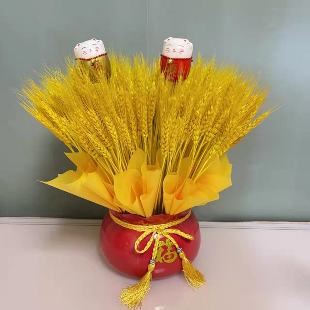 繁巷 家居 黄金麦穗带瓶天然金色麦穗金色福桶麦穗开业大麦福桶diy