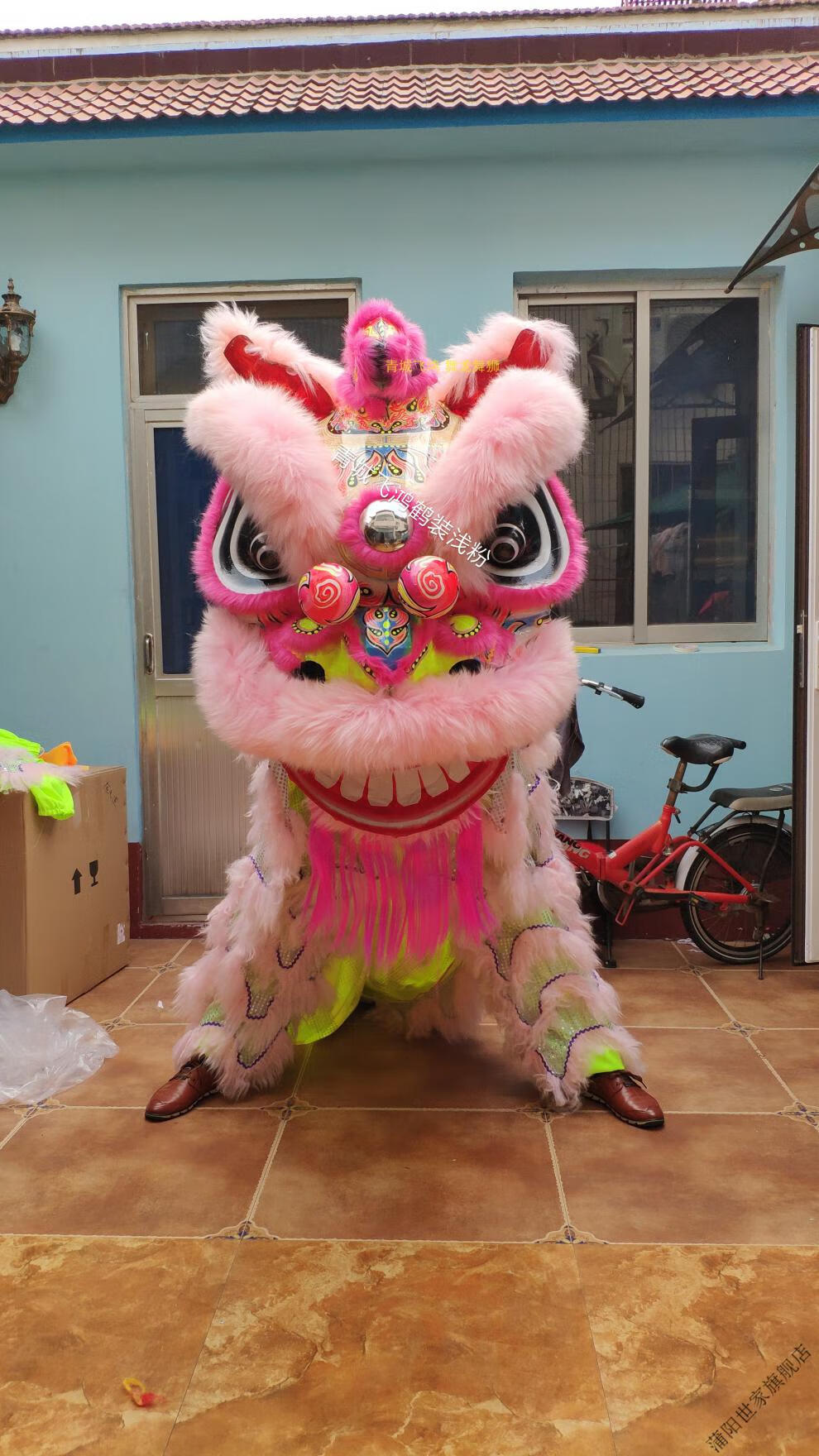 鹤桩醒狮鹤装狮舞狮羊毛醒狮道具竞技醒狮鹤山装醒狮澳洲羊毛 鹤桩浅