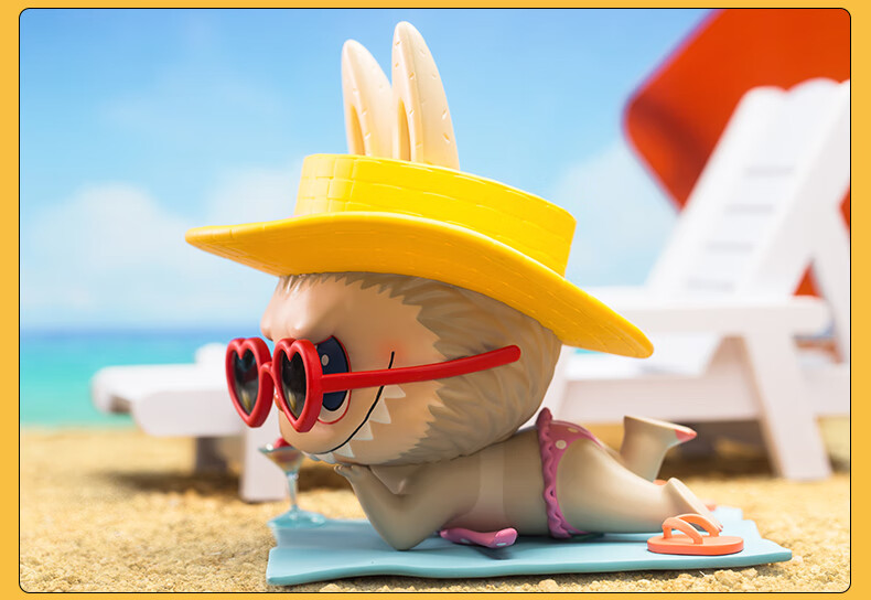 labubu情人节labubu沙滩大娃收藏潮流玩具创意礼物摆件labubu沙滩高约