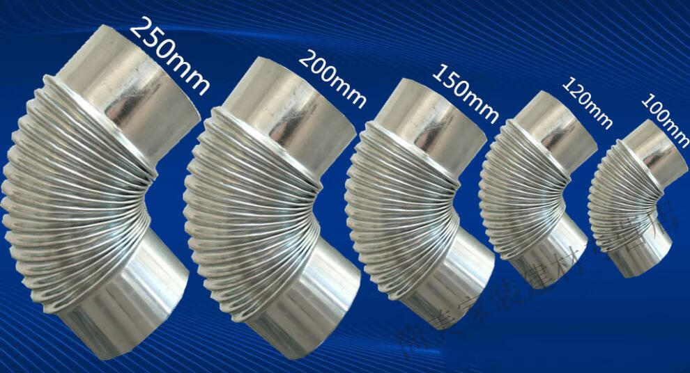 90度弯头镀锌螺旋风管配件波纹弯头烟囱管转接头虾米弯90度直径100mm