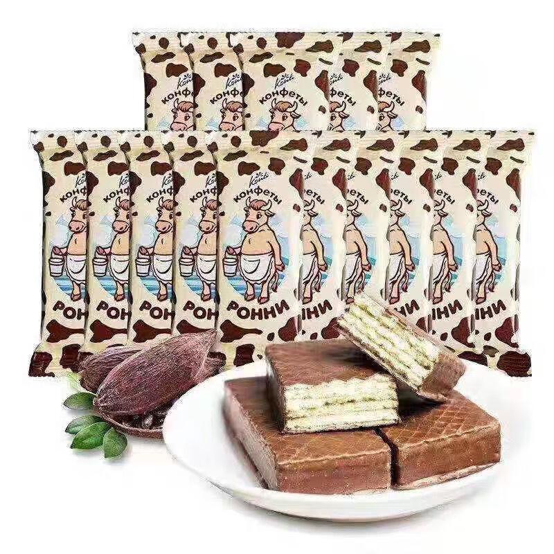 大牛威化原包装牛奶味巧克力威化饼干巧克力味威化28块