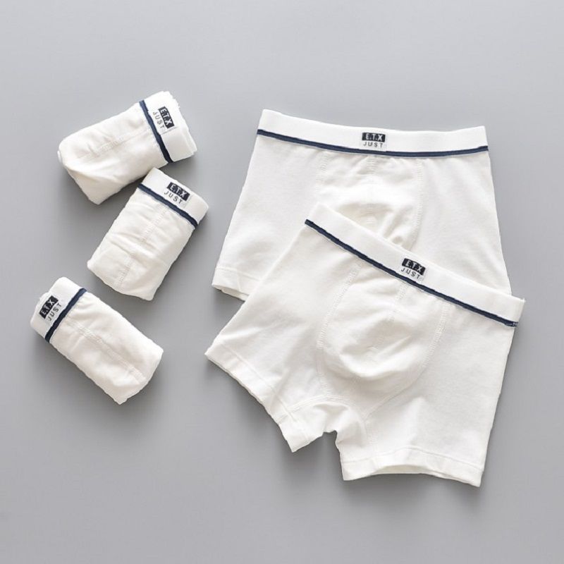 慧衫儿童内裤纯白色棉质男童棉短裤学生青少年平角四角底裤abc白色4条