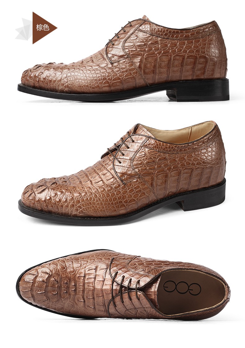 高哥内增高鳄鱼皮正装鞋奢华高端定制皮鞋增高鞋男手工内增高正装皮鞋