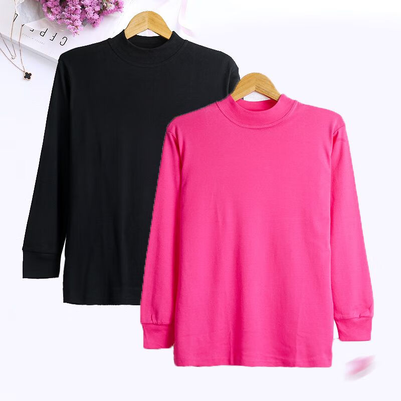 女士中领纯棉单件上衣中高领中老年人秋衣衬衣老人打底棉毛衫内衣