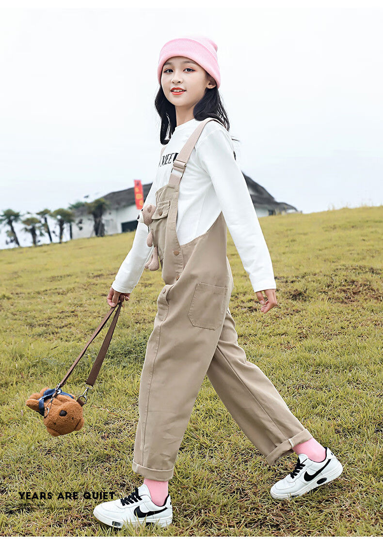 艾诺轮儿童背带裤女童中大童9一12岁小女孩夏装夏天百搭休闲吊带外穿