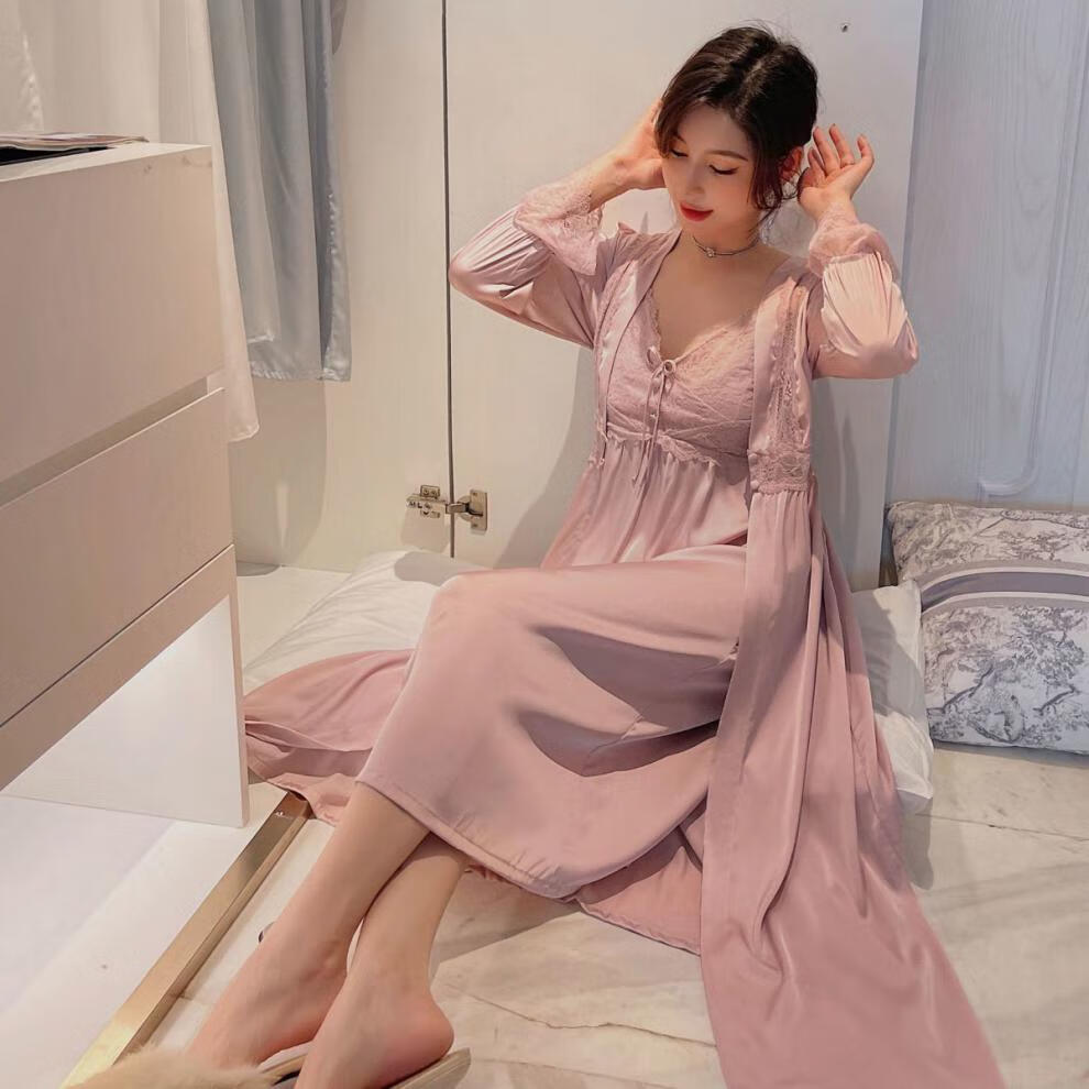 女士春夏蕾丝睡裙睡衣女春秋性感蕾丝冰丝吊带裙纯欲风蕾丝夏季睡裙