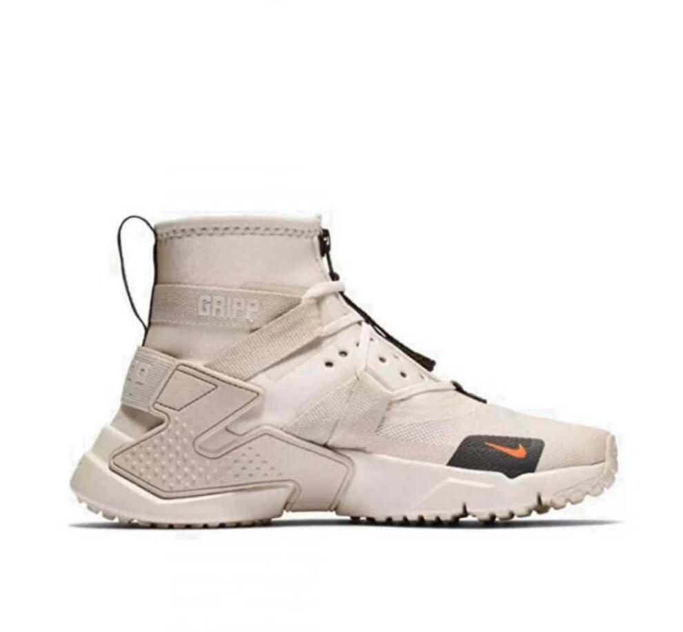 莆田华莱士6代潮流百搭休闲高帮女鞋轻便透气运动跑步鞋 白灰橙 36