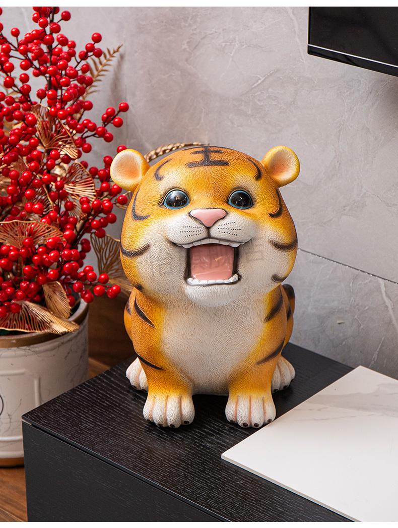 老虎陶瓷的存钱罐只进不出生肖虎年存钱罐大号老虎储蓄罐只进不出可取