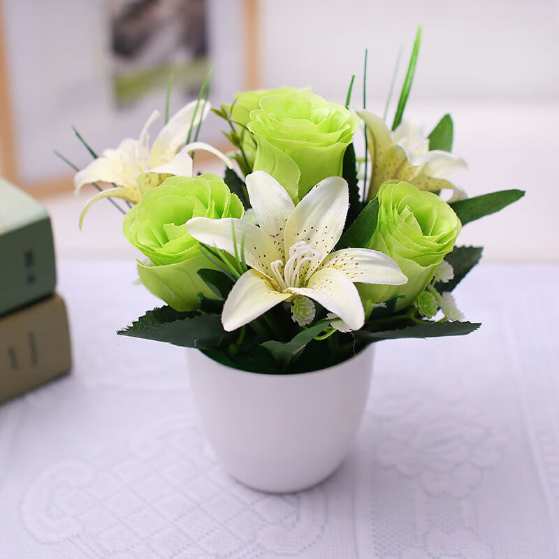 精选现发假花仿真花装饰客厅塑料花卧室餐厅茶几酒柜创意摆件工艺品带