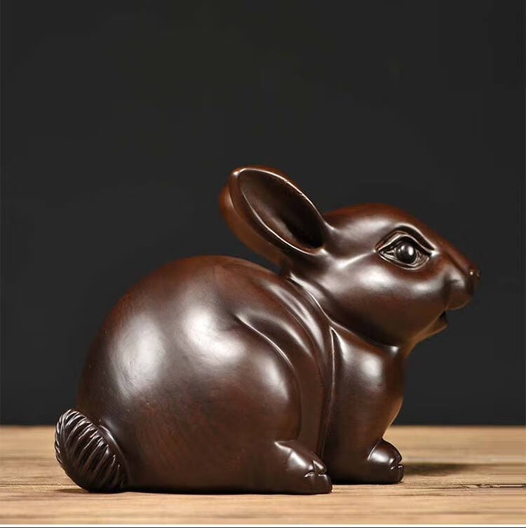 昨日青空木雕兔子摆件实木雕刻木头十二生肖木兔吉祥物家居装饰红木