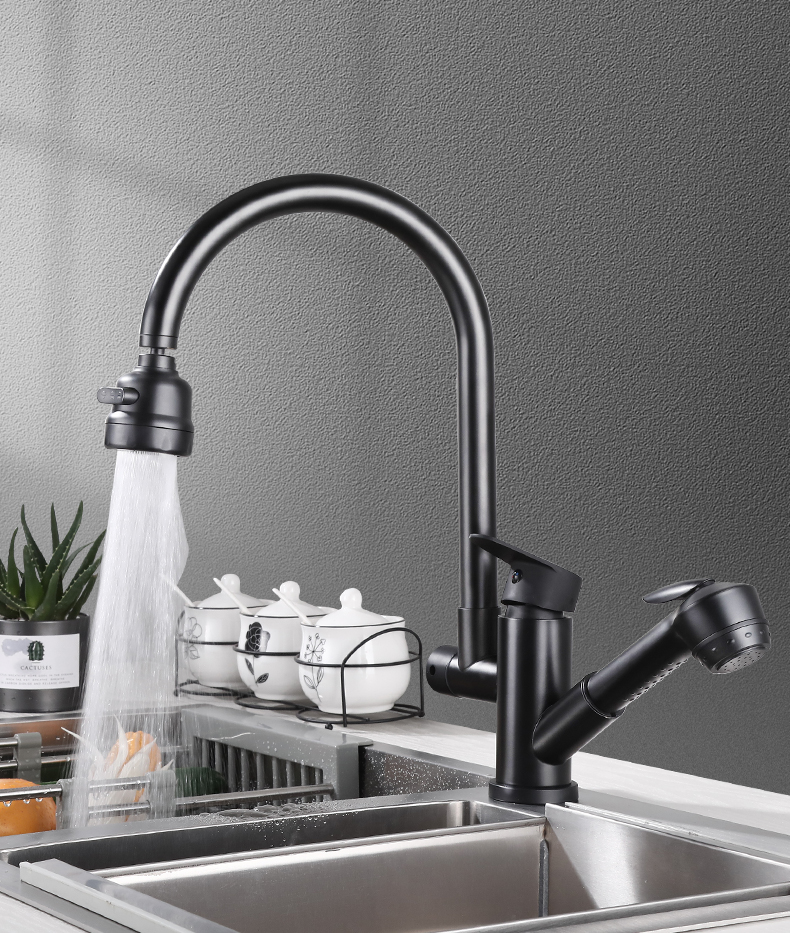 洗碗水龙头厨房龙头家用池菜盆水槽冷热抽拉式伸缩可旋转网红防溅 304