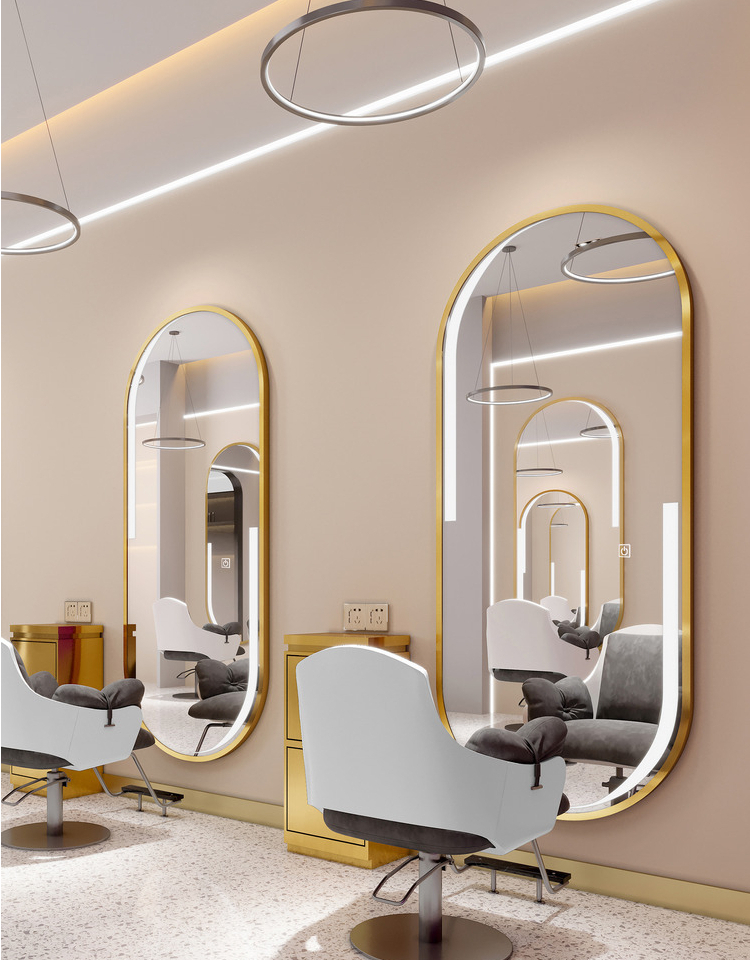 【诺森博兰】网红理发店镜台简约美发店镜子发廊剪发专用带灯led挂墙