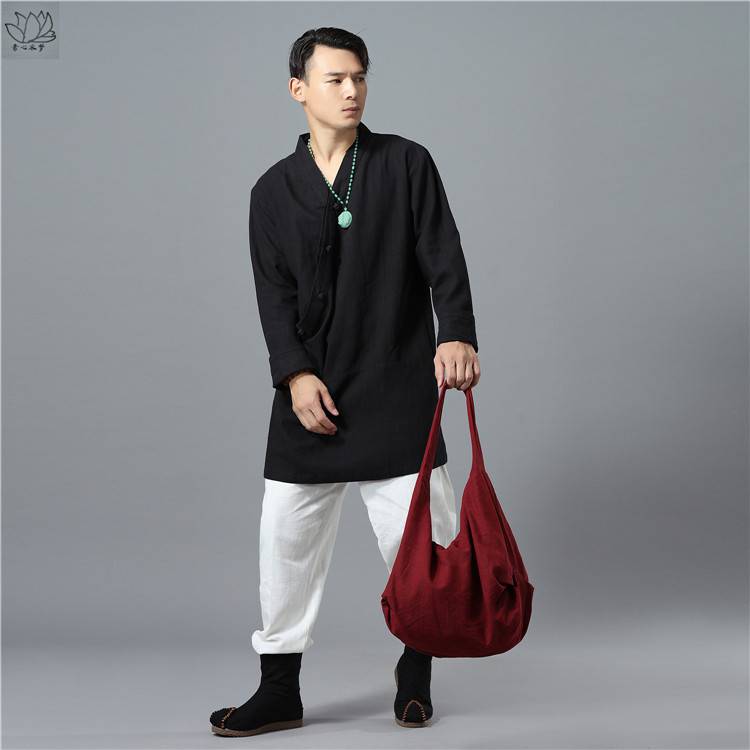 佛教居士包 中国风禅意亚麻布包男女复古文艺棉麻和尚僧侣包居士汉服