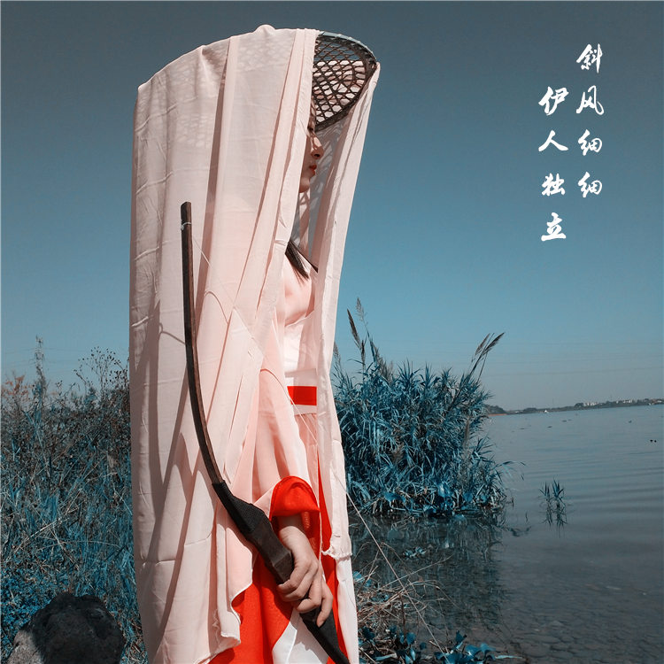 斗笠帽面纱古风女薄纱遮脸古代头纱汉服古装女侠客舞蹈镂空竹编 46