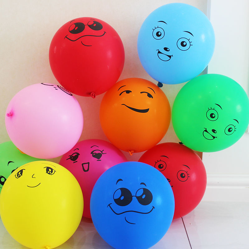 同款彩色表情气球加厚儿童卡通表情包可爱笑脸生日派对装饰玩具球