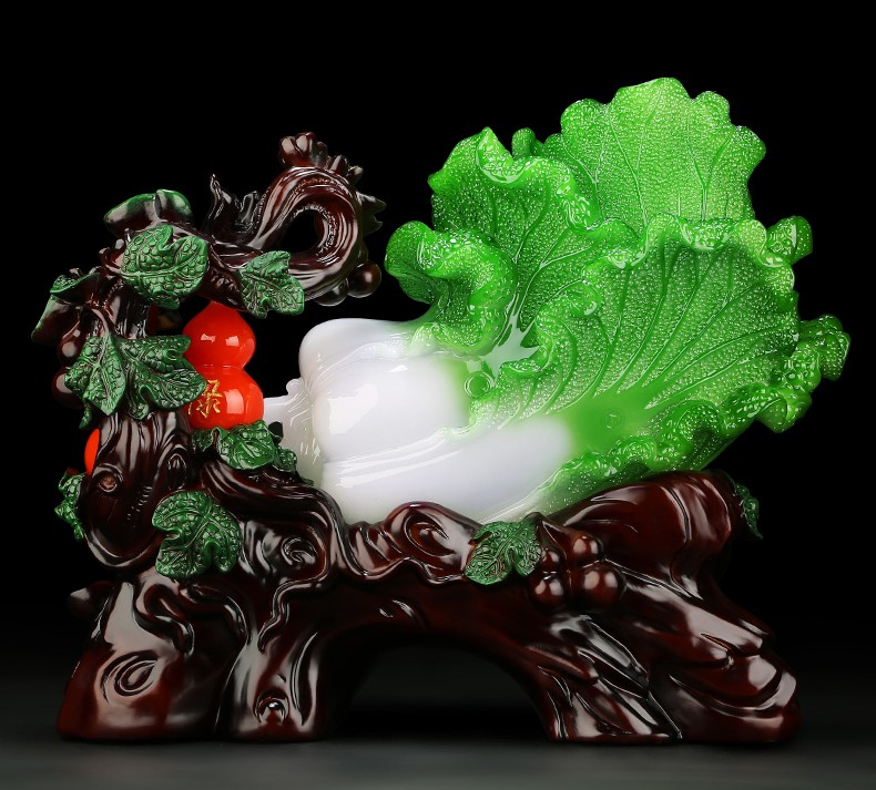 玉白菜装饰摆件创意葫芦工艺品客厅酒柜电视柜家居饰品办公室店铺开业