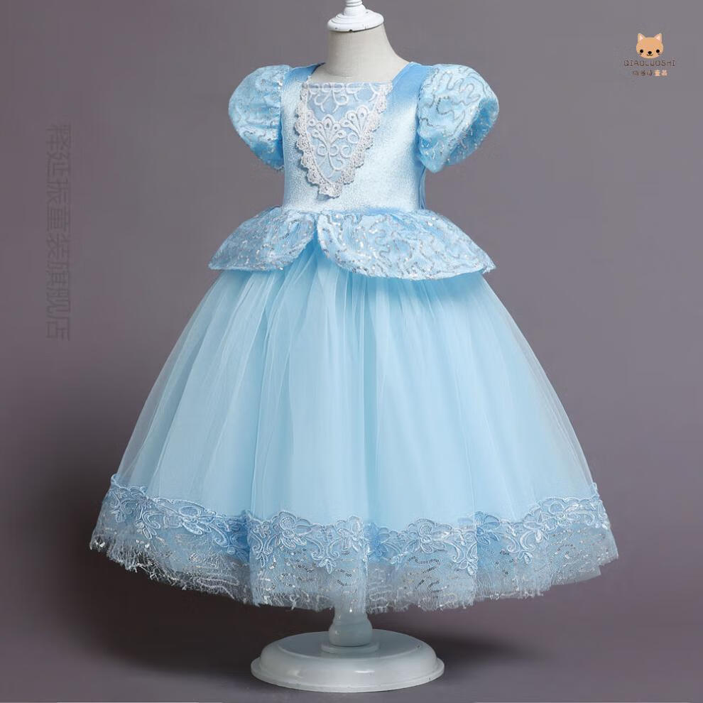 灰姑娘公主裙冰雪奇缘童裙六一节灰姑娘公主礼服蓬蓬裙中大童六一女童