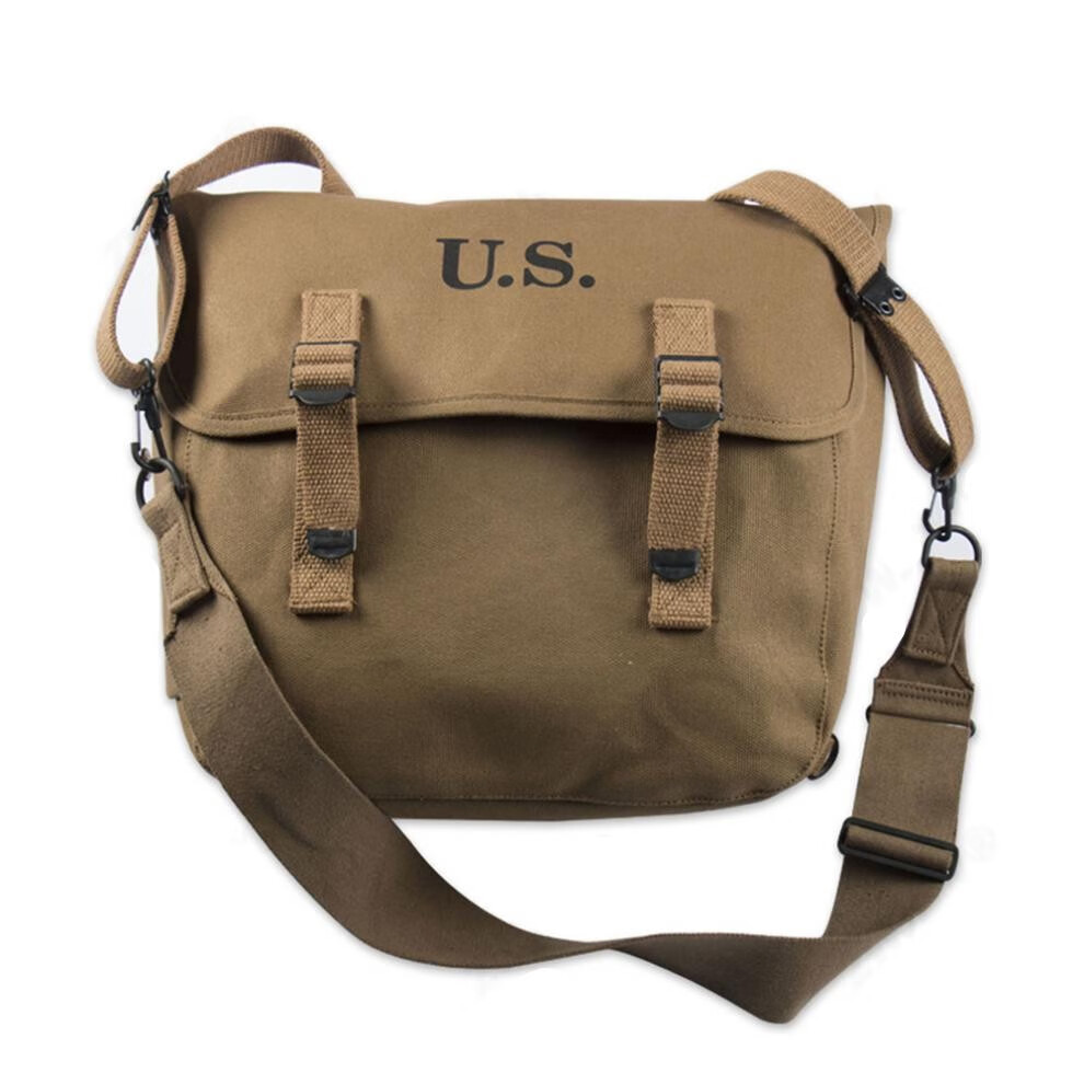 户外帆布包背包挎包帆布包二战军迷型面包袋卡其色a款