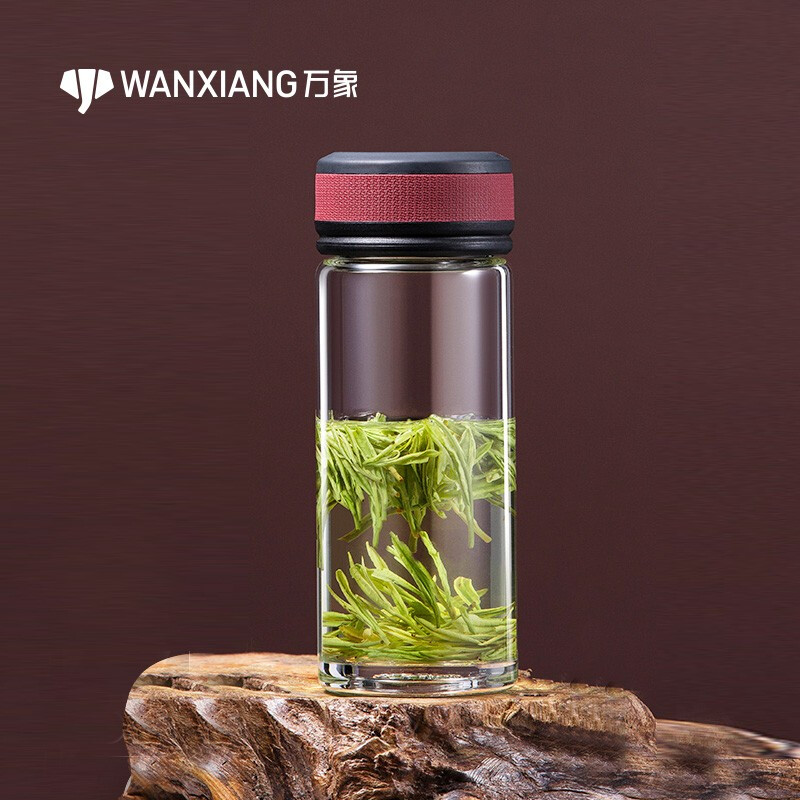 万象玻璃杯单层水晶杯便携玻璃水杯男女士家用喝茶杯办公室泡茶杯车载