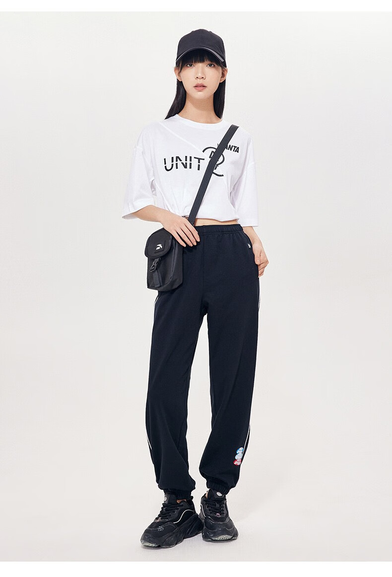 安踏运动裤女裤2022夏季新款宽松收口束脚学生卫裤潮流舒适休闲裤3