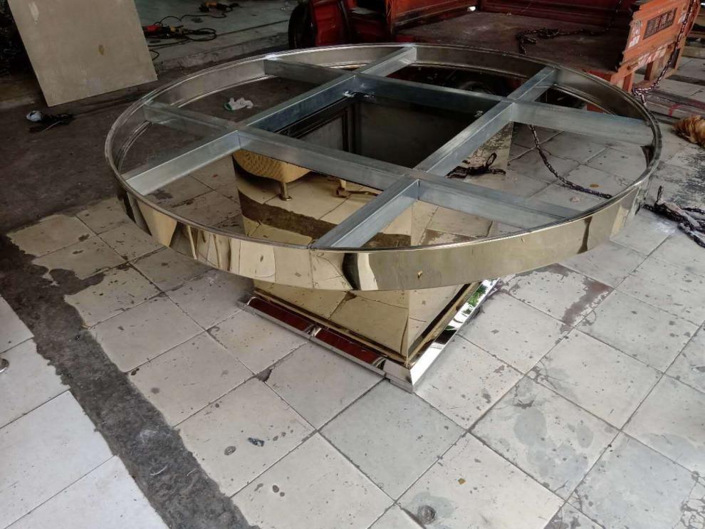 海鲜蒸汽锅餐桌 商用蒸汽海鲜锅桌子定做大理石餐桌炭烧实木圆桌上蒸