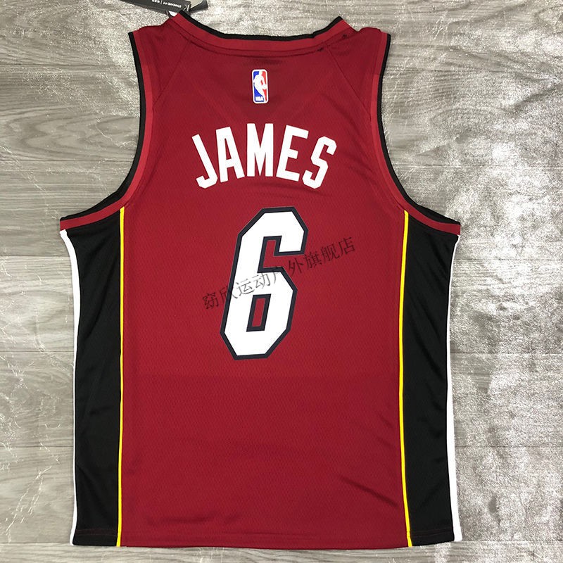 腾讯·体育nba nba21赛季热火队篮球服6号球衣3号韦德v领枣红色篮球