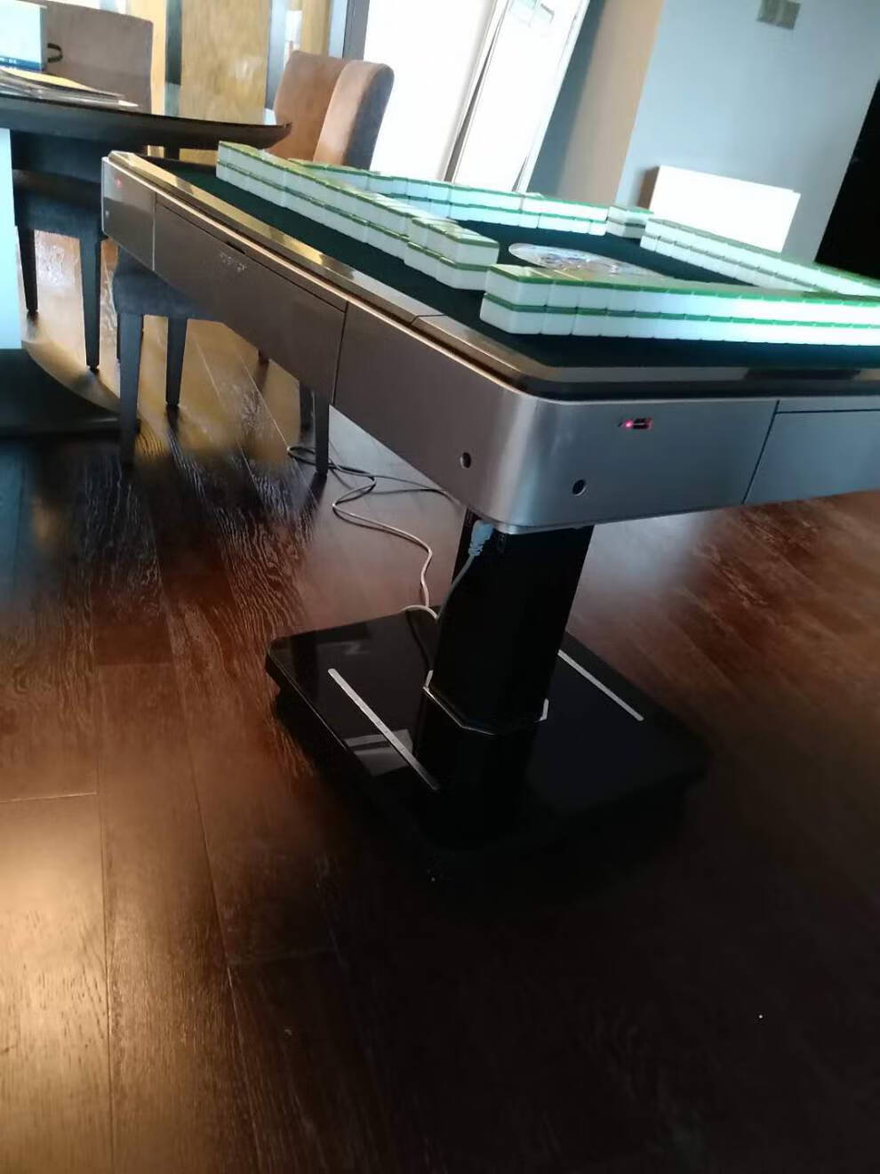 露营迷你麻将机方和旋翼麻将机小尺吋过山车双驱电动折叠木纹迷你全