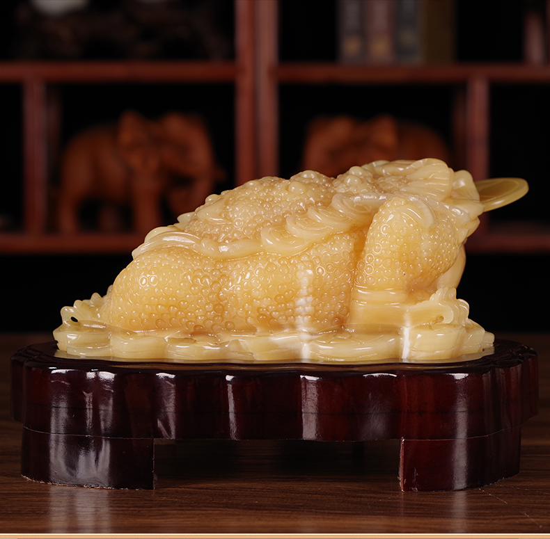 禾万瑞天然玉石金蟾摆件大号黄玉蟾蜍客厅玄关装饰摆设店铺公司开业