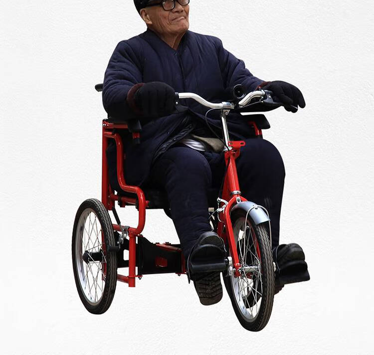 老年三轮车人力三轮车休闲代步脚踏三轮自行车脚蹬三轮车 红色三轮车