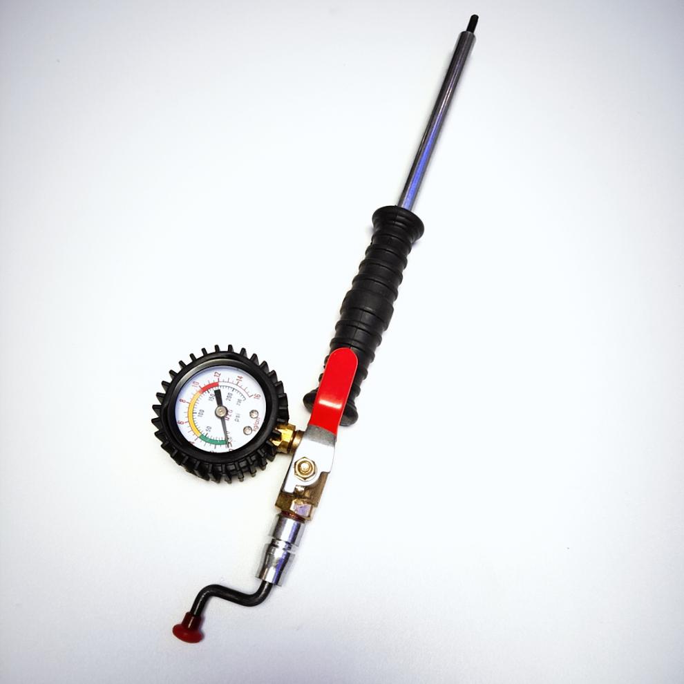汽车轮胎快速充气杆带表打气嘴真空胎内胎充气管大车手摇充气杆直筒带