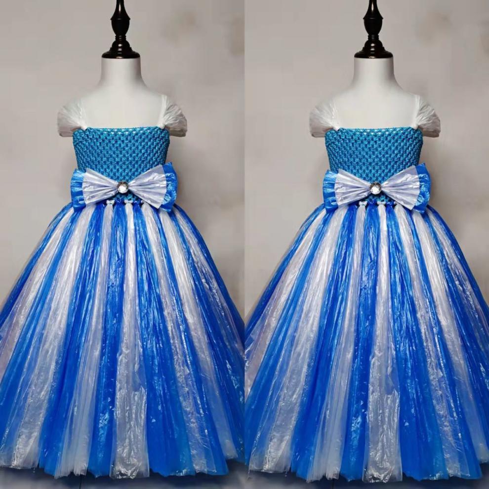 手工制作女生环保衣服材料diy男女童废物利用时装服装秀女孩幼儿半