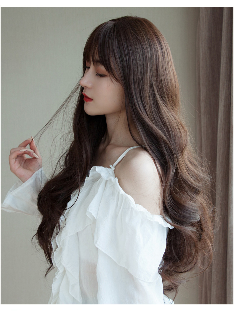 唐妮大波浪假发女全头套式女式长发自然全头长卷发假头套青木亚麻灰