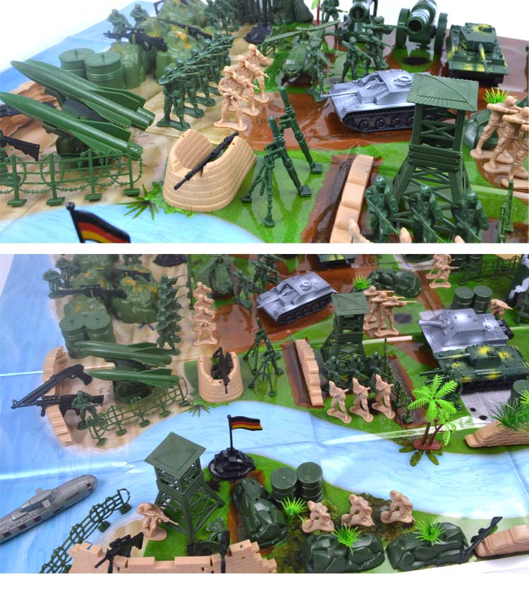 军事基地沙盘 全套军事地形沙盘模型 男孩儿童军事兵人玩具小人二战