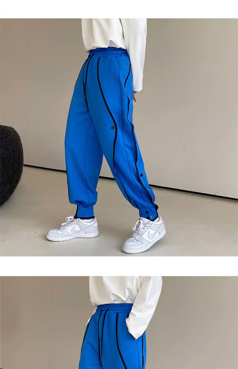 南缎春季机能风裤子男个性撞色包边小众设计感休闲裤高街宽松束脚裤潮