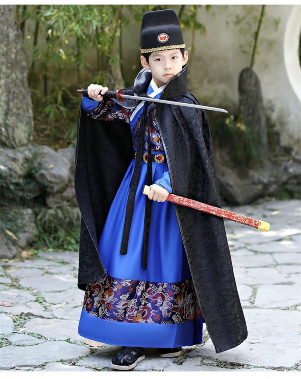 跃景锦衣卫飞鱼服儿童古装汉服男童霸气男女孩四大名捕侠客书生演出服