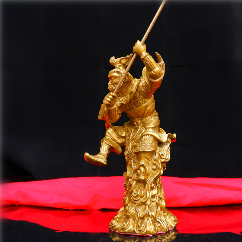 悟空摆件纯铜齐天大圣铜猴子客厅斗战胜佛铜像大号黄铜孙悟空高12厘米