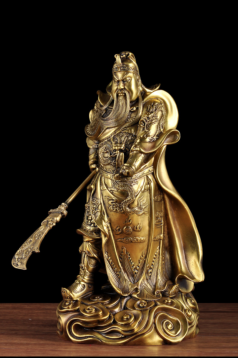 特大号全铜关公摆件武财神佛像关公像供奉公司店铺开业礼品48cm二指