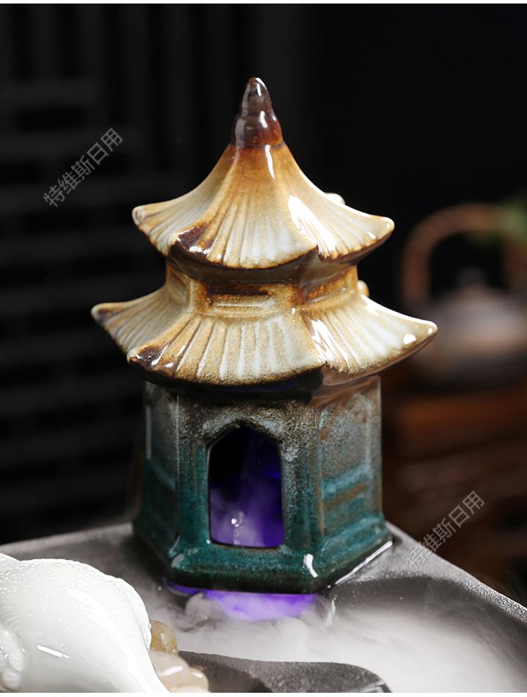 创意流水喷泉摆件循环水小型办公室桌面茶几礼品财源滚滚大号带雾化器