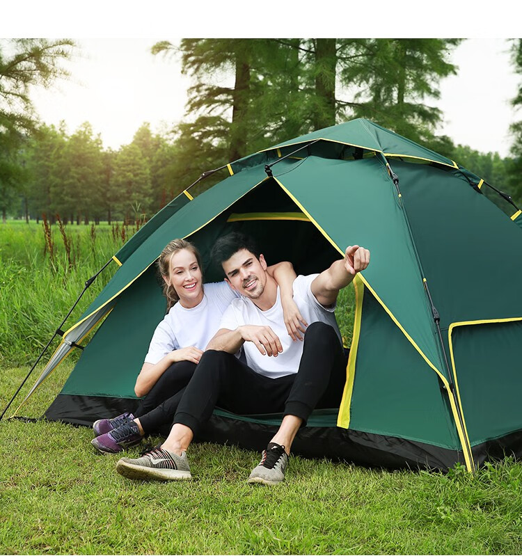 帐篷户外全自动防水防暴雨野营帐篷双人3-4人夏令营休闲帐篷充气垫