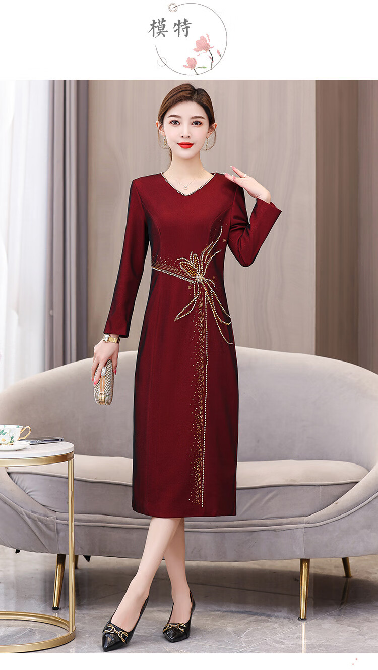 喜婆婆秋季服装小个子结婚礼服妈妈装新秋款高贵婚宴旗袍轻款女 红色