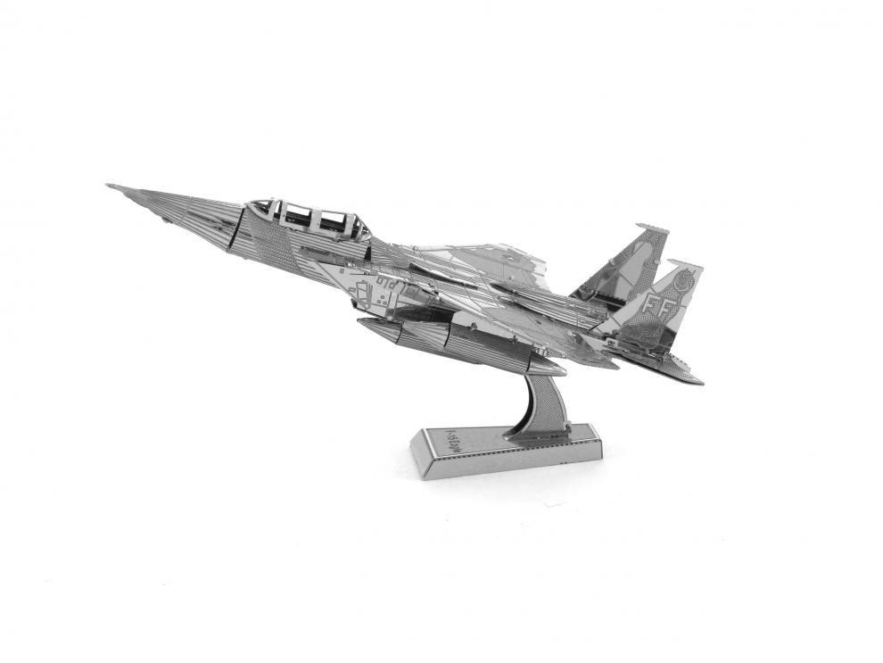 全金属不锈钢diy拼装模型3d迷你立体拼图 f15战斗机成人益一智玩具