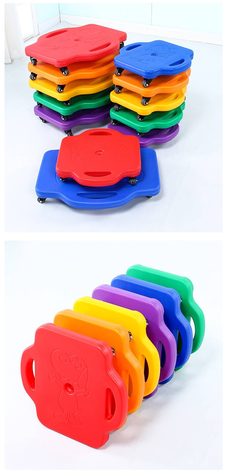 训练器材滑板车儿童四轮前庭平衡板小滑板爬家用体能玩具宝宝 黄色