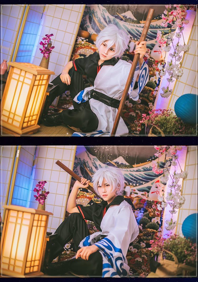 银魂cos服银桑阿银坂田银时cosplay衣服装假发洞爷湖鞋子和服服装5